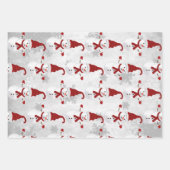 赤かわいい雪だるまラッピング紙シート ラッピングペーパーシート (正面2)