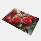 赤かわいらしいバラの水絵を描色 ドアマット (アングル)