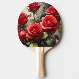 赤かわいらしいバラの水絵を描色 卓球ラケット
