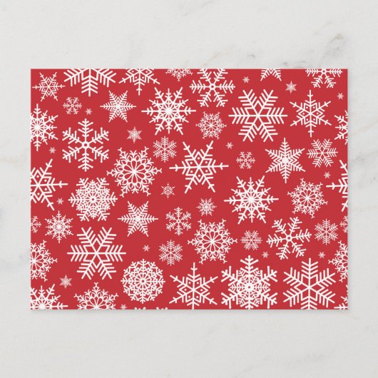 赤かわいらしい背景の雪 ポストカード (正面)