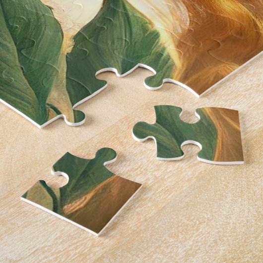 赤かわいらしい花を持つヴィンテージの少女 ジグソーパズル (側面)