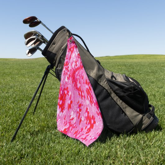 赤かわいらしい花 ゴルフタオル (グリーン)