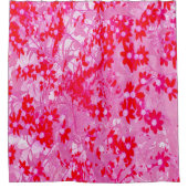 赤かわいらしい花 シャワーカーテン (正面)