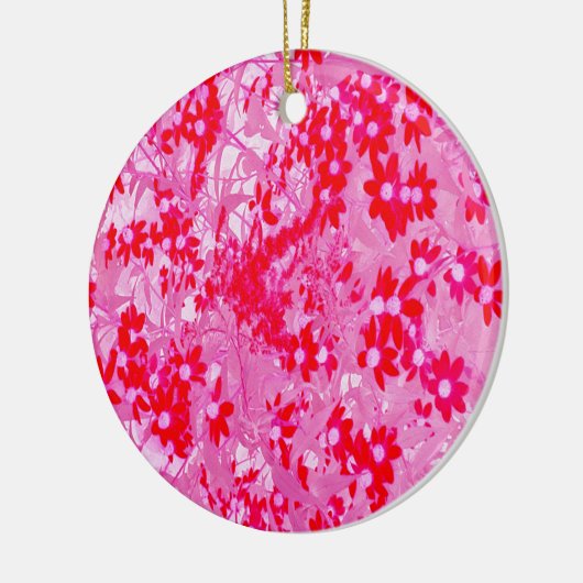 赤かわいらしい花 セラミックオーナメント (左)