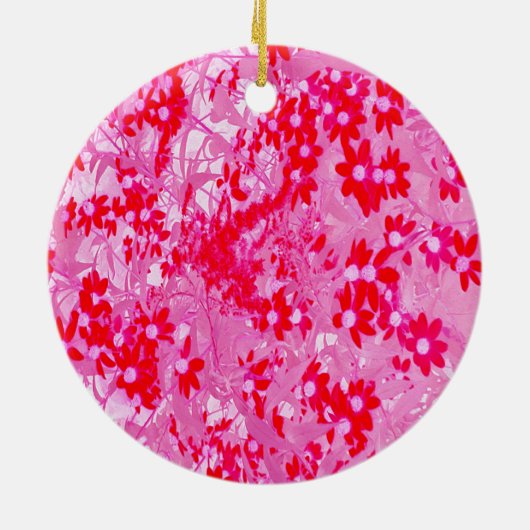 赤かわいらしい花 セラミックオーナメント (裏面)