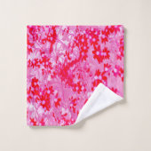 赤かわいらしい花 バスタオルセット (ウォッシュタオル)