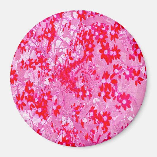 赤かわいらしい花 マグネット (正面)