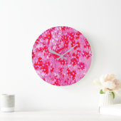 赤かわいらしい花 ラージ壁時計 (ホーム)