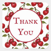 赤かわいらしさくらんぼ水の色ありがとう スクエアシール (正面)