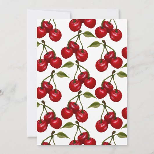 赤かわいらしさくらんぼ水彩ブライダルシャワー 招待状 (裏面)