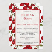 赤かわいらしさくらんぼ水彩ブライダルシャワー 招待状 (正面/裏面)