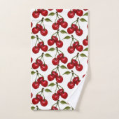 赤かわいらしさくらんぼ水色 バスタオルセット (ハンドタオル)