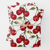 赤かわいらしさくらんぼ水色 ラッピングペーパーシート (インサイチュ)