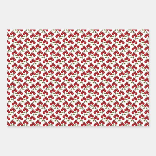 赤かわいらしさくらんぼ水色 ラッピングペーパーシート (正面3)