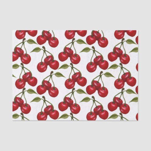 赤かわいらしさくらんぼ水色 薄葉紙 (正面)