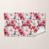 赤かわいらしさくらんぼ花柄 バスタオルセット (ハンドタオル)