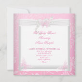 赤かわいらしちゃんシャワーかわいい女の子ピンクバタフライオウム 招待状 (裏面)