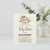 赤かわいらしちゃんシャワーを浴びる水彩鹿 ポストカード (スタンド正面)