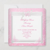 赤かわいらしちゃんシャワーガールピンクホワイトバタフライ 招待状 (裏面)