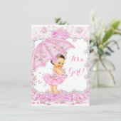 赤かわいらしちゃんシャワーガールフローラピンクブルネット 招待状 (スタンド正面)