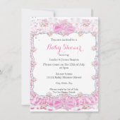赤かわいらしちゃんシャワーガールフローラピンクブルネット 招待状 (裏面)