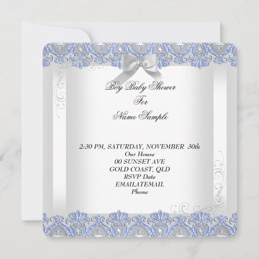 赤かわいらしちゃんシャワーボーイホワイトシルバーレースブルー 招待状 (裏面)