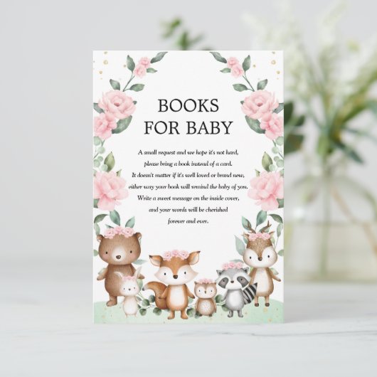 赤かわいらしちゃん少女のためのピンクのウッドランドの動物書 エンクロージャーカード (スタンド正面)