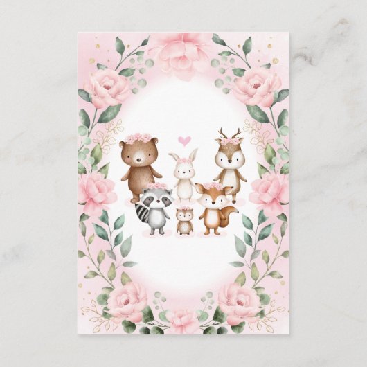 赤かわいらしちゃん少女のためのピンクのウッドランドの動物書 エンクロージャーカード (裏面)