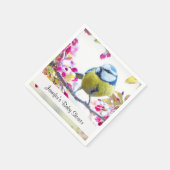 赤かわいらしちゃん枝付きシャワーに青と黄色の鳥 スタンダードカクテルナプキン (角)