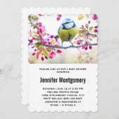 赤かわいらしちゃん枝付きシャワーに青と黄色の鳥 招待状 (正面/裏面)
