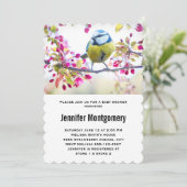 赤かわいらしちゃん枝付きシャワーに青と黄色の鳥 招待状 (スタンド正面)