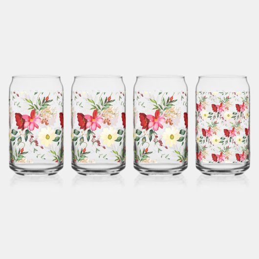 赤かわいらしとクリームの花模様 ガラス缶 (裏面)