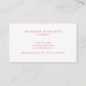 赤かわいらしとピンクのローズフローラ美しいフローリスト 名刺 (裏面)