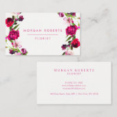 赤かわいらしとピンクのローズフローラ美しいフローリスト 名刺 (正面/裏面)