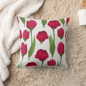 赤かわいらしとピンクボタニカルバラフローラ クッション (ブランケット)