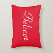 赤かわいらしと白の「信じ」クリスマス アクセントクッション (正面(垂直))