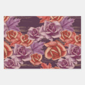 赤かわいらしと紫の紅葉と花 ラッピングペーパーシート (正面3)