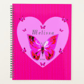 赤かわいらしと紫の蝶名前をカスタムするガーリー プランナー手帳 (正面)