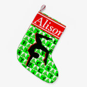 赤かわいらしと緑の体操クリスマスストッキング スモールクリスマスストッキング (正面 (吊り時))