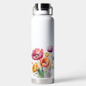 赤かわいらしと黄色の春アネモネポピー ウォーターボトル (背面)