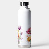 赤かわいらしと黄色の春アネモネポピー ウォーターボトル (左面)