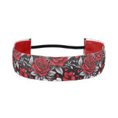 赤かわいらしと黒と白のバラ、ハート アスレチックヘッドバンド (正面)