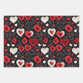 赤かわいらしと黒と白のバラ、ハート ラッピングペーパーシート (正面2)