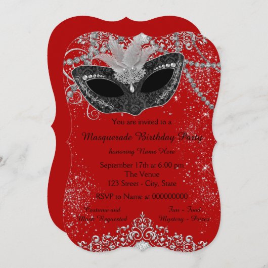 赤かわいらしと黒の仮装パーティー 招待状 (正面/裏面)