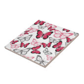 赤かわいらしと黒の蝶アートパターン タイル (側面)