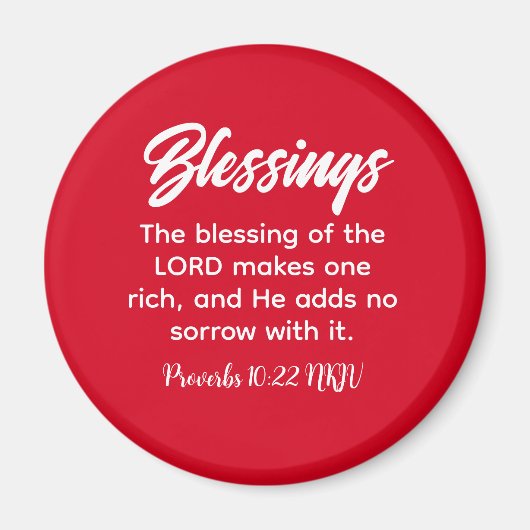 赤かわいらしキリスト教信仰恵み聖句 マグネット (正面)