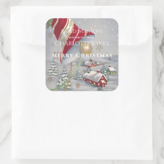 赤かわいらしクリスマスベルカントリービレッジ スクエアシール (バッグ)