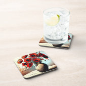 赤かわいらしケピーの花瓶 コースター (右側)