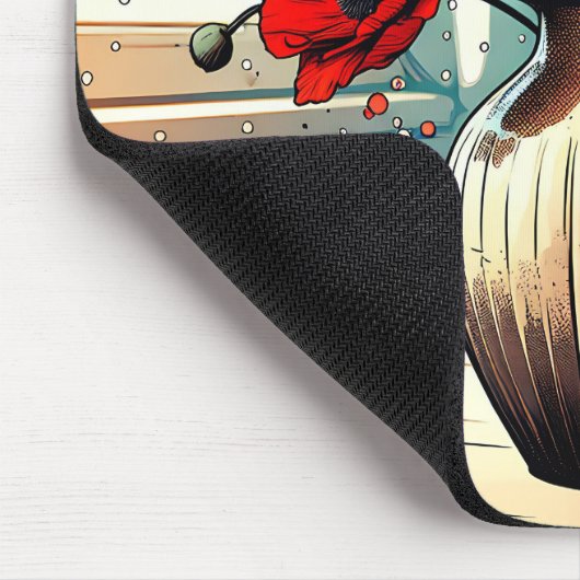 赤かわいらしケピーの花瓶 マウスパッド (コーナー)