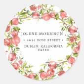 赤かわいらしザクロ |差出人住所ラベル ラウンドシール (正面)